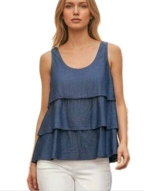 Banana Republic blue multi-layer tank top Sz S